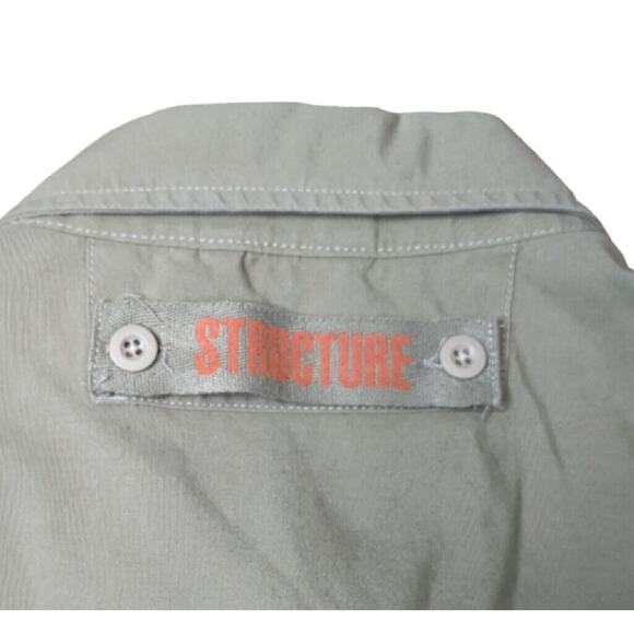 Vintage STRUCTURE Men's Large Khaki Military Style Button Front Shirt Unique - Picture 5 of 5